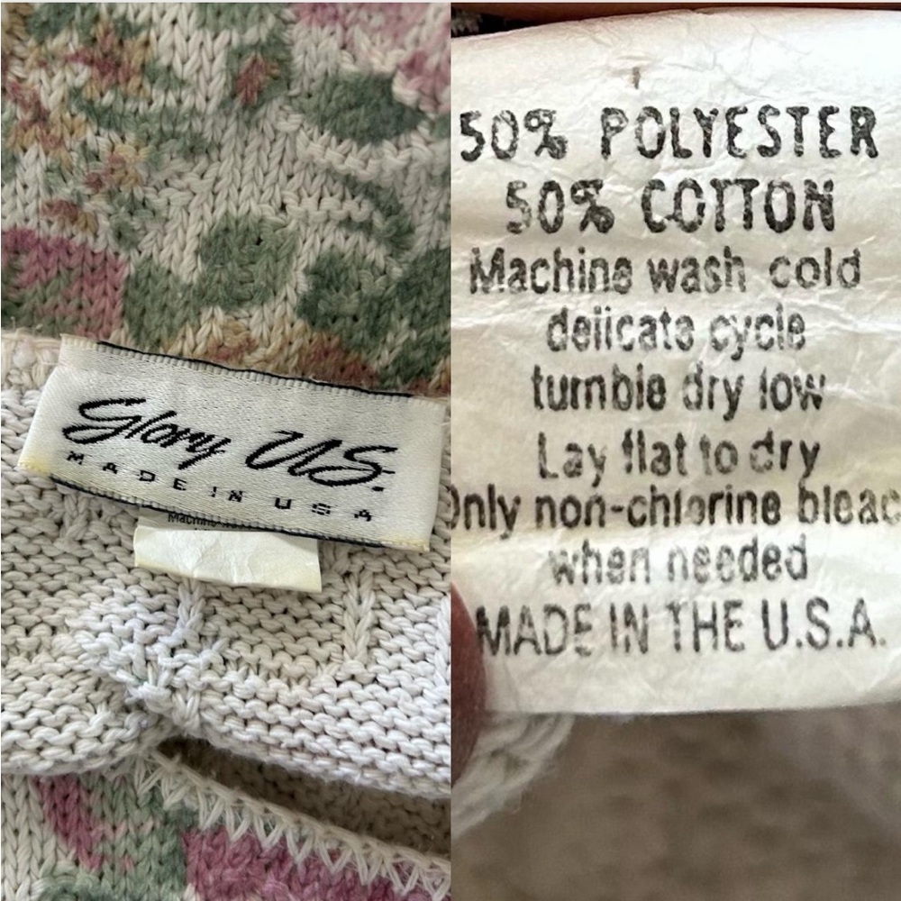 Vintage Glory US Floral Knit Sweater Shabby Chic Rose Print Pastel Pullover. - Picture 8 of 8